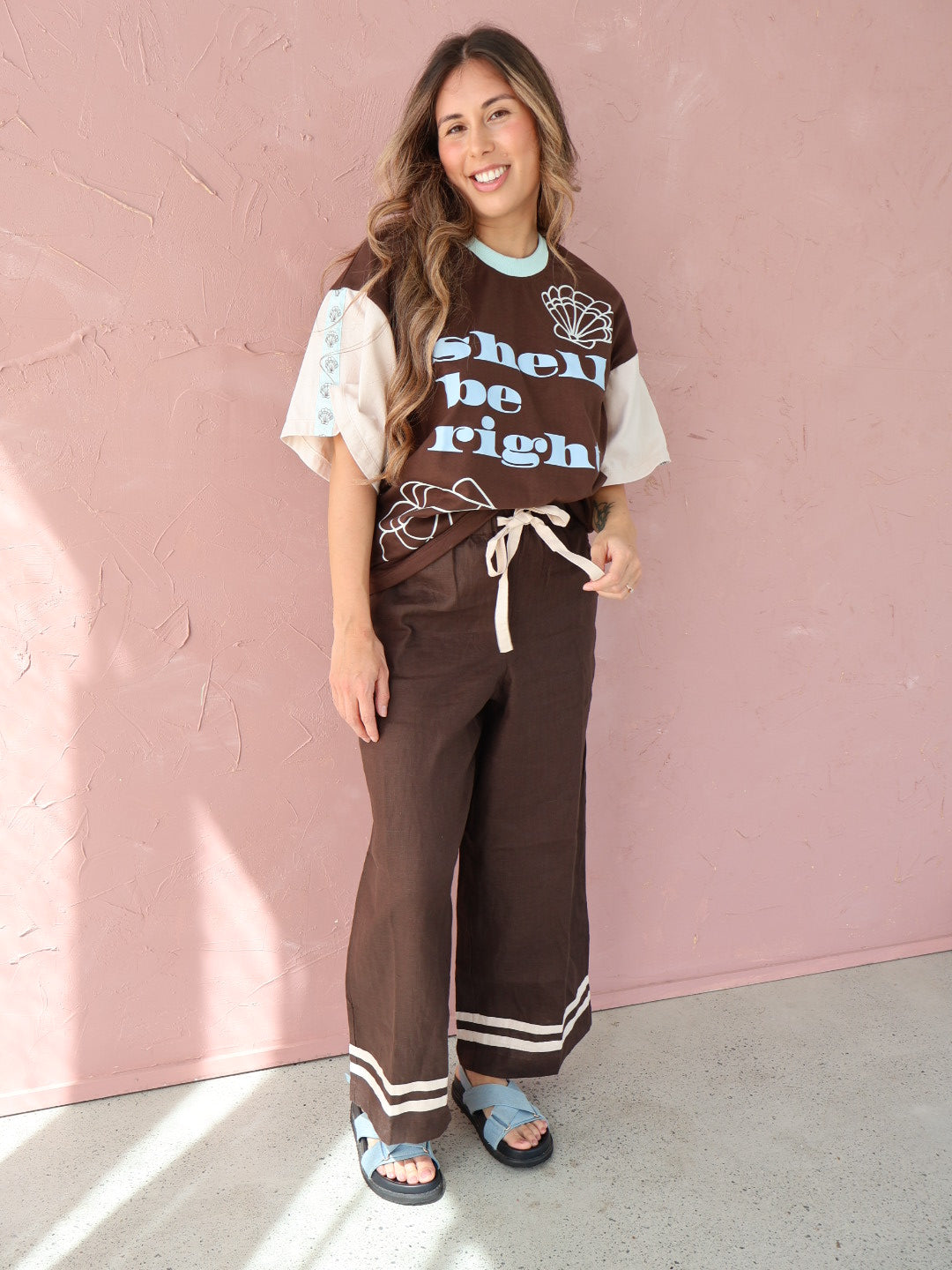 Freya Wide Leg Pants | Coco + Natural Linen
